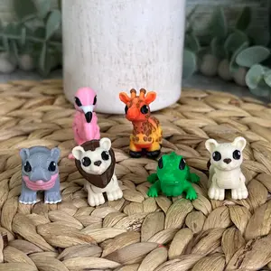Micro Mini 3D Printed Animal Toys - Safari Pack (Zebra, Flamingo, Hippo, Crocodile, Giraffe, Lion, Lioness)