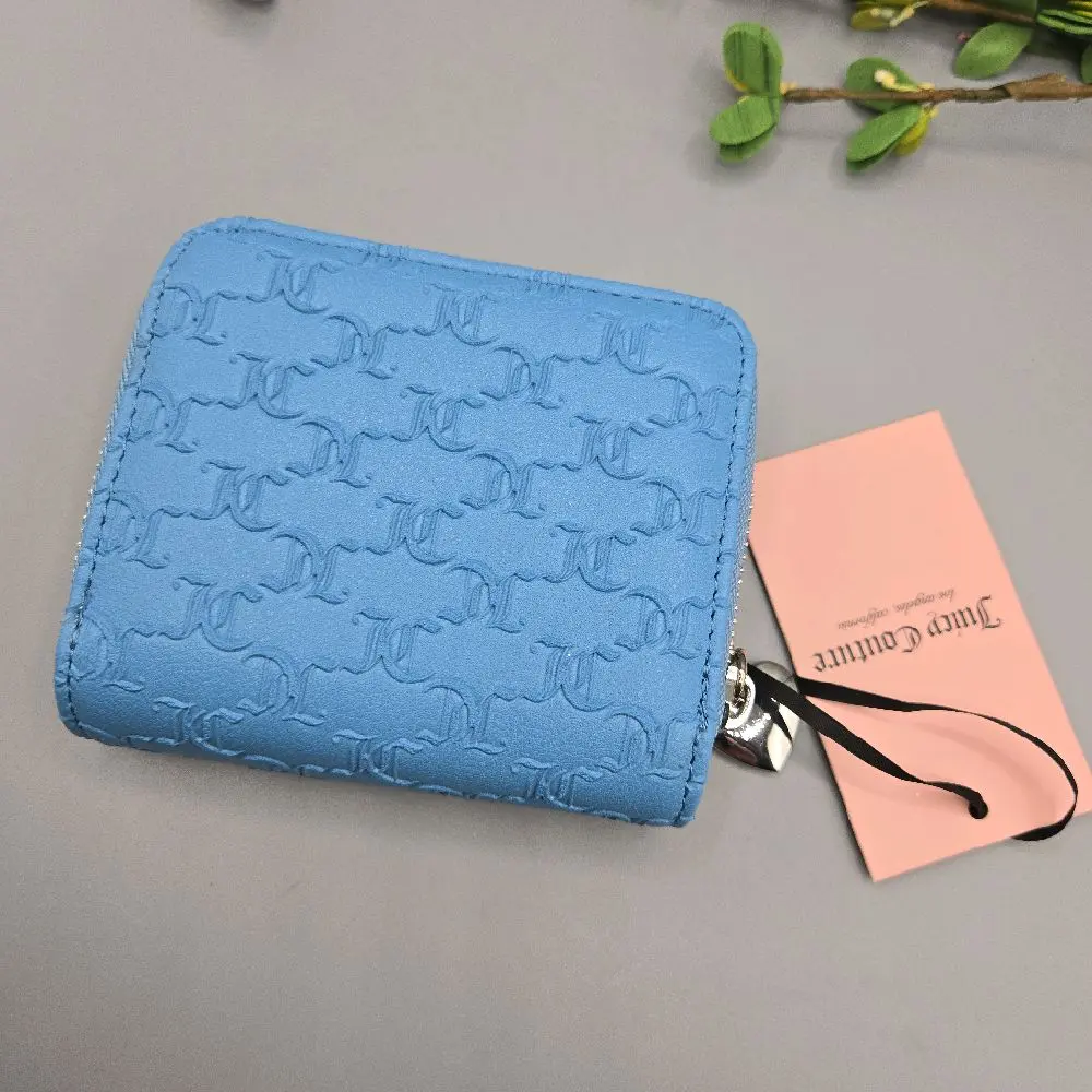 Juicy Couture Women's Wallet,Zipped around, silver logo,color blue.