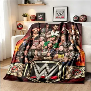 Viral Cozy Flannel Blanket WWE Wrestling Entertainment Print Throw Soft Warm Lightweight Plush Blanket for Adults Kids Sofa Bed Living Room Travel Home Decor Gift