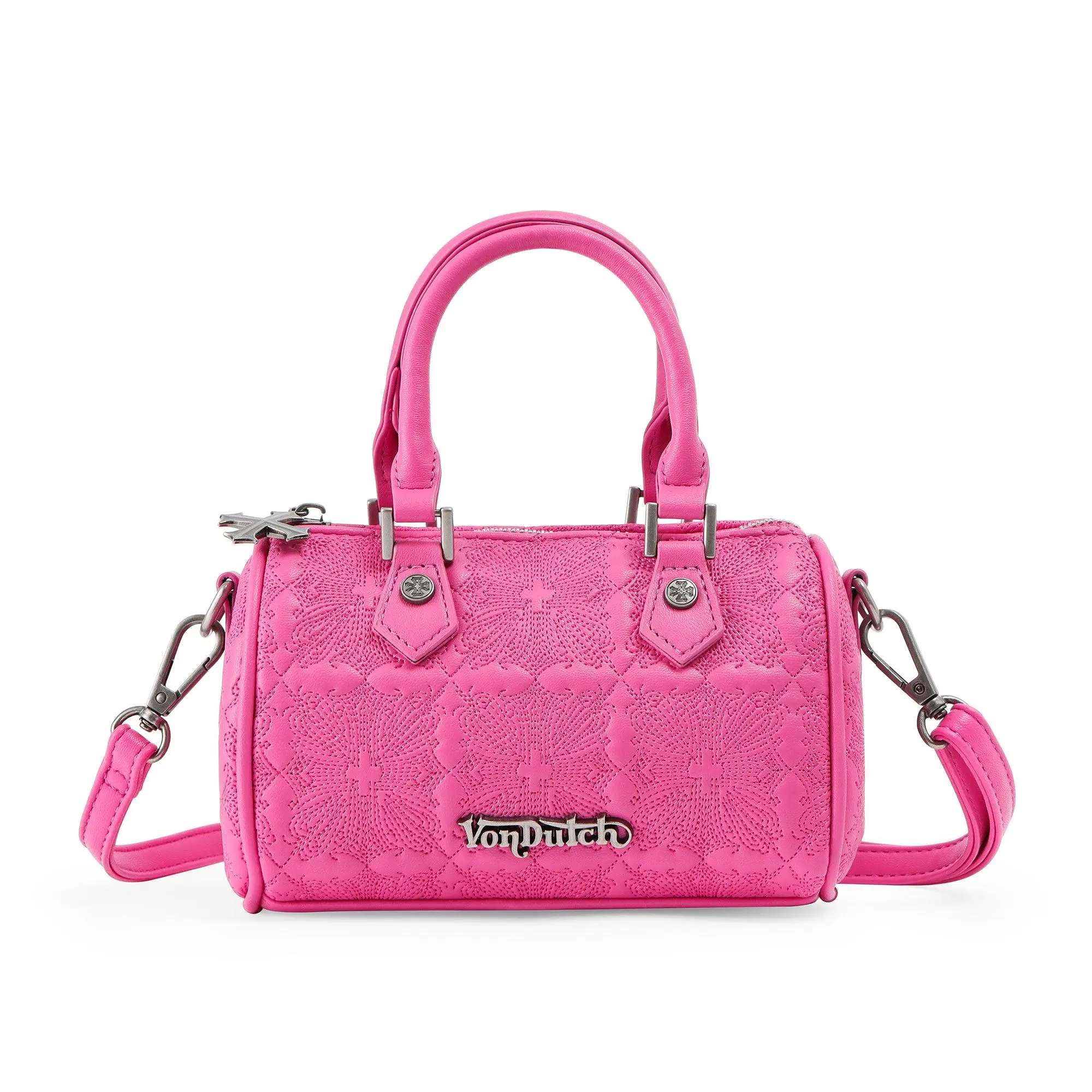 Embroidered Chopper Speedy Bag-Hot Pink