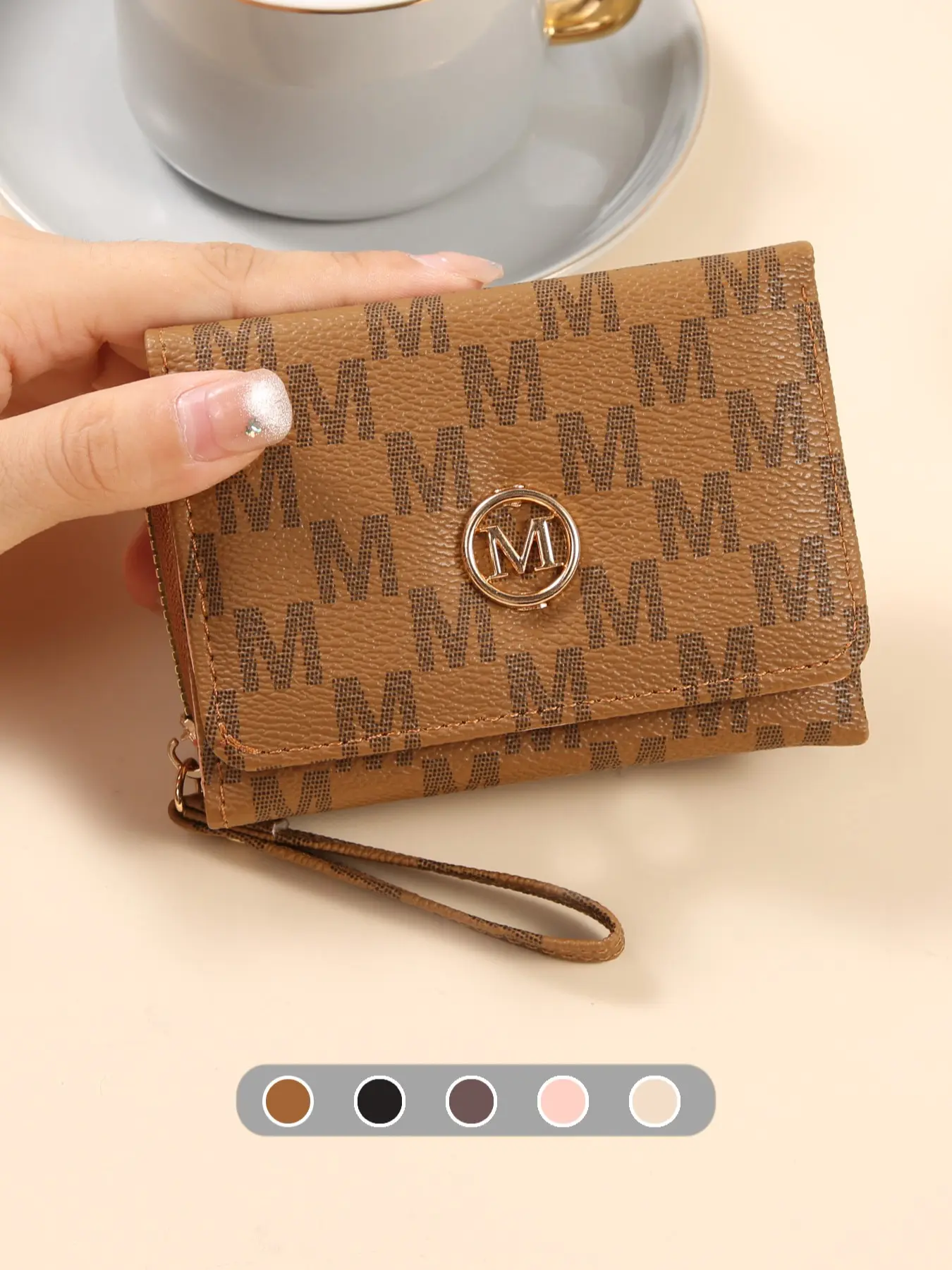 Women's Short Zipper Mini Trifold Wallet with Stylish Letter Print, Snap Closure, and Multiple Card Slots Coin Purse,Multi-card Slots, Small Wallet,Money Clip Card Holder, Durable Fashion Wallet, Letter Design Wallet