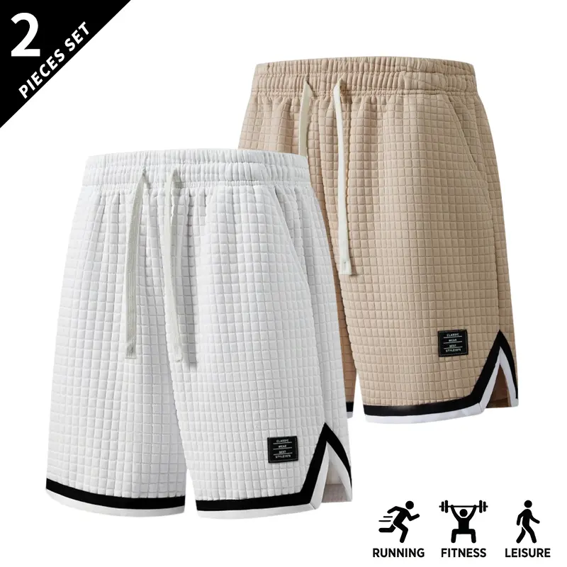 3-pack men’s breathable waffle basketball shorts with an elastic drawstring waist, side pockets, contrast piping, and a split hem—ideal for the gym, running, training, and everyday wear. 3-pack men’s breathable waffle basketball shorts with an elastic drawstring waist, side pockets, contrast piping, and a split hem—ideal for the gym, running, training, and everyday wear.