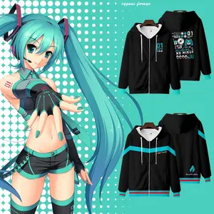 New Anime Hatsune Miku Zipper Hoodie Japanese Men'S Fashion Women'S Loose 3D Printing Sweater Unisex Casual Long Sleeve Hooded Jacket Top Cosplay