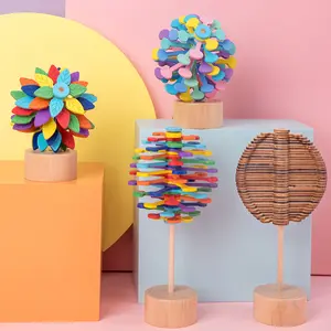 Wooden Rotating Lollipop Fibonacci Sequence Creative Office Decoration Adult Stress Relief Toy