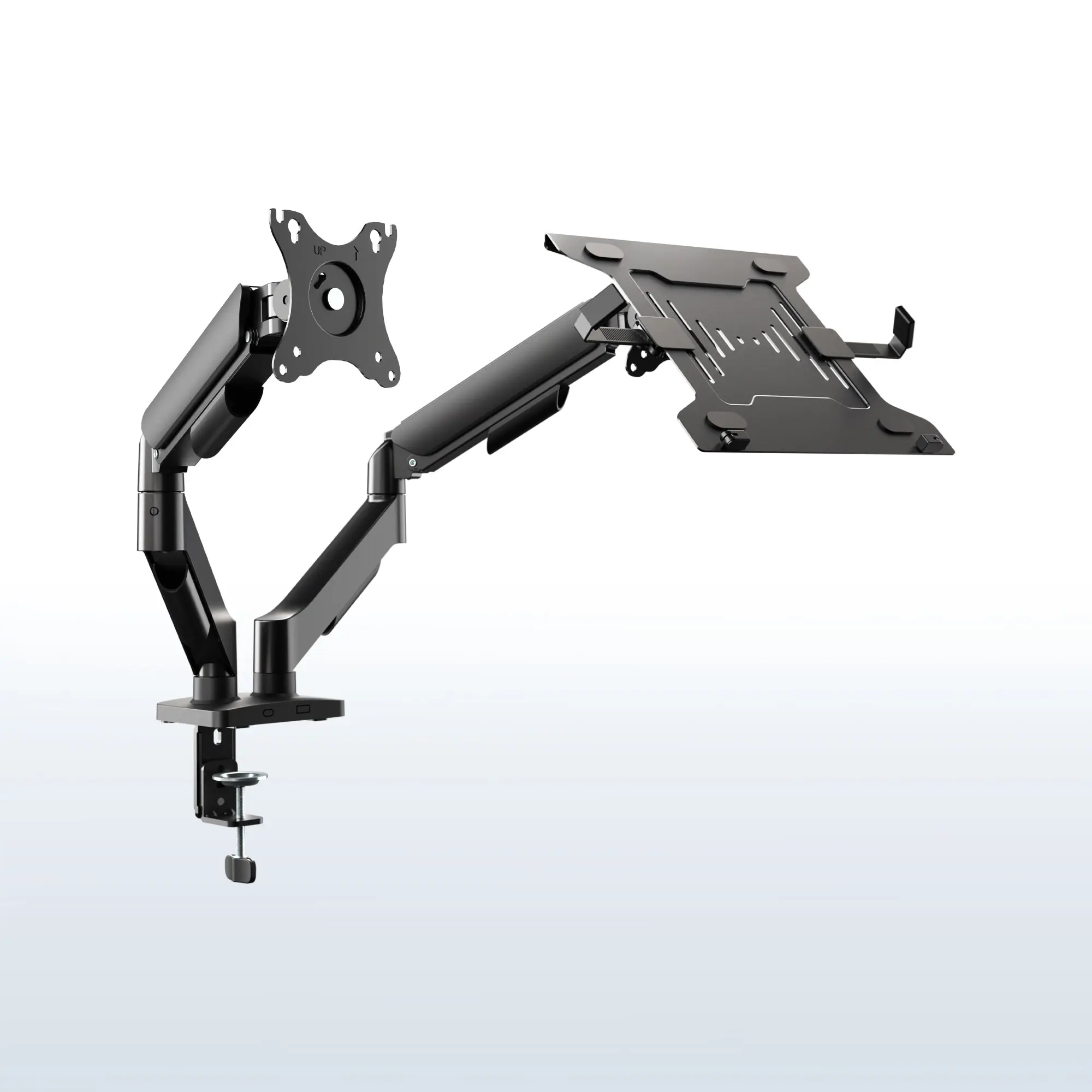 Mechanical Arm Adjustable Monitor Arms & Stands - Single Monitor and Laptop Desk Mount, Fits Up to 32" Screens, 15.6" Laptops