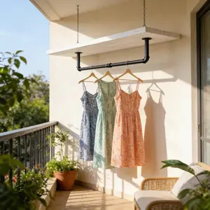 BueDeHai Heavy Duty 36 Inch Industrial Pipe Clothes Hanger Wall Mounted Metal Rack for Laundry Room Black 132 lb Load Capacity Iron Hangable & Sturdy - Installation