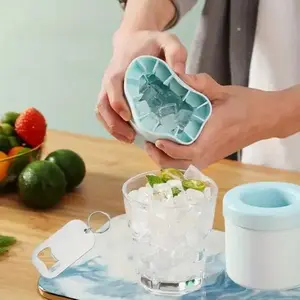 Quick Freezing Silicone Ice Cube Mold Tray Easy to Use Durable for Making Ice Cubes Ice Bucket and Cylinder Cups Reusable Utensil Blue