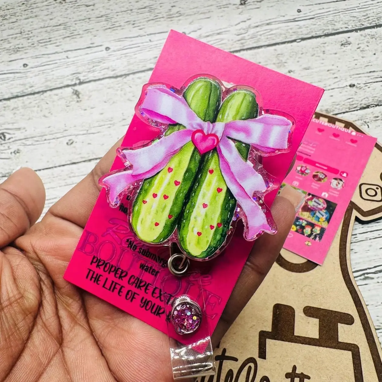 Cutesy Pickle Badge Buddy Holder-Badge Reel-Nurse-Phlembotomist-Pharmacist-Nursing Assistant-Mini-Cute RN-ID Holder Retractable-Belt Clips