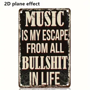 [Aluminum plate signboard]20Cm by 30Cm (8 Inches by 12 Inches), a Music-Themed Logo Wall Art Piece for Home, Bar, Or Farm Decor, Ideal for Various Decoration Styles. Simple to Hang And Brings a Distinctive Flair to Any Space, Featuring a 2D Plane Effect,