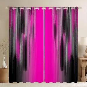 Rose Red Curtains for Bedroom Living Room (2 Panels ) Modern Art Darkening Drapes Decor Vintage Messy Rust Blackout Curtains Gradient Stryle Window Treatments