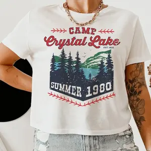 Camp Crystal Lake Crop Tee, Trendy Cropped Shirt