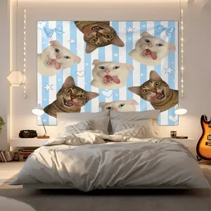Funny Cute Funny Cat Theme Wall Hanging Tapestry, Young Personality Soft Decoration, Hide Clutter and Electrical Panels, Moving Birthday Christmas Gift