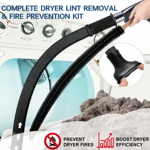 2 Pieces Dryer Vent Cleaner Kit Compatible with All Vacuum Cleaner, Dryer Lint Brush and Vacuum Hose Attachment with Stretch Universal Connector, Quickly Lint Remover