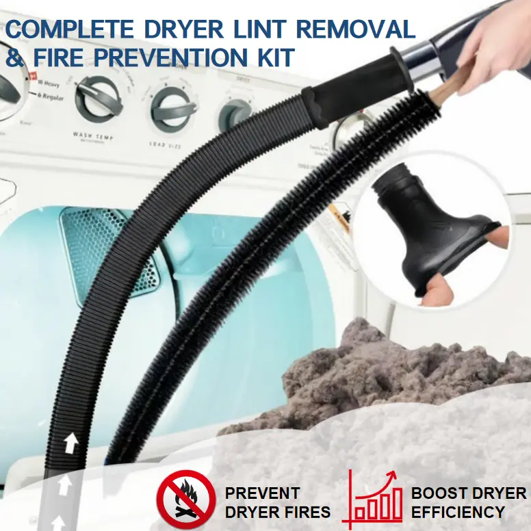 2 Pieces Dryer Vent Cleaner Kit Compatible with All Vacuum Cleaner, Dryer Lint Brush and Vacuum Hose Attachment with Stretch Universal Connector, Quickly Lint Remover Home Cleaning Tools House Cleaning Tools