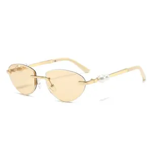 Retro Oval Y2K Sunglasses for Women Men, 2025 Trendy Chic Narrow Gold Metal Sunglasses Small Sunnies