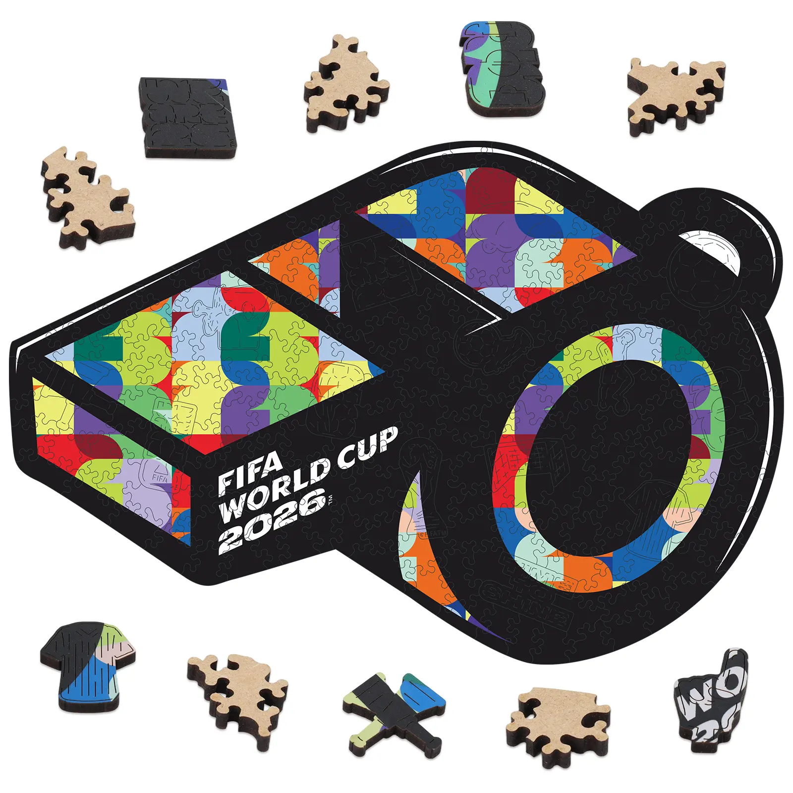 FIFA World Cup 2026 Warp-Resistant Wood 200-Piece Wooden Jigsaw Puzzle Kit (11"x14.5"), with Referee Whistle Collectible, Modern Home Decor, Premium Laser-Cut, Perfect Gift for 12+ Years