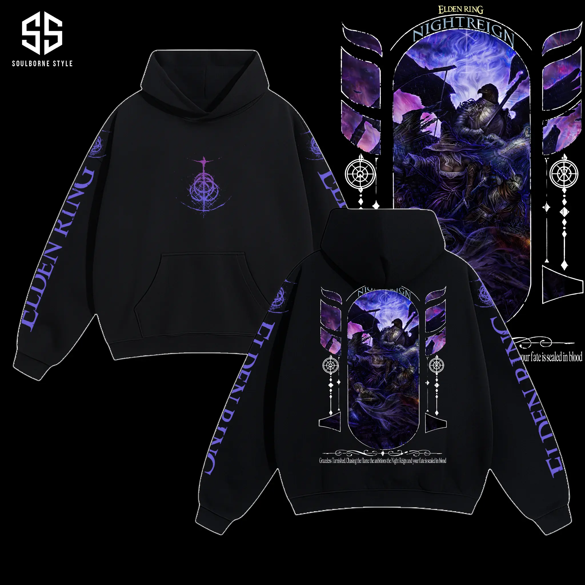 [Soulsborne Style] Vintage Elden Ring: Nightreign 2.0 Unisex Hoodie, Soulsborne Gaming Apparel, Game Shirt, Video Game Clothes, Boy Merch, Gift For Him, Gift For Her, Soulslike Streetwear