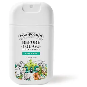 Before-You-Go Toilet Spray, Beach Bum, 1 Fl Oz Pocket Travel Size - Coconut, Orchid and Toasted Praline