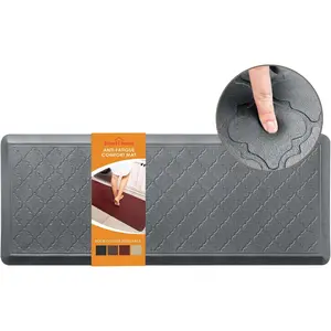 24x 60 Inch Extra Support Anti Fatigue Comfort Kitchen Mat, Waterproof Long Kitchen Runner, Non-Slip Standing Desk Mat, Commercial Pads for Offices, Home, Garages (Barcelona Grey, 24''x 60'')