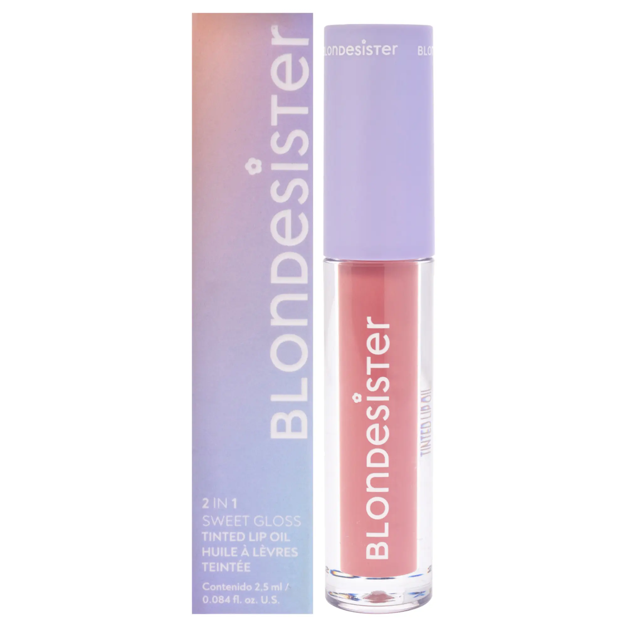 2 in 1 Sweer Gloss Tinted Lip Oil - 01 Sugar Nude by Blondesister for Women - 0.084 oz Lip Oil Holiday Wellness Skincare