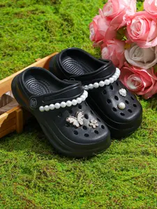 Cute Fashion Breathable Eva Flat Shoes for Kids, Butterfly and Heart Accessories, Lightweight and Durable, Casual Outdoor Beach Home Wear, Beaded Sandals, Flip Flop Sandals, Beach Flip Flops