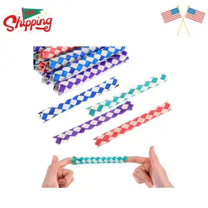24 Pcs Chinese Finger Trap Classic Wooden Colorful (4 Colors Random)