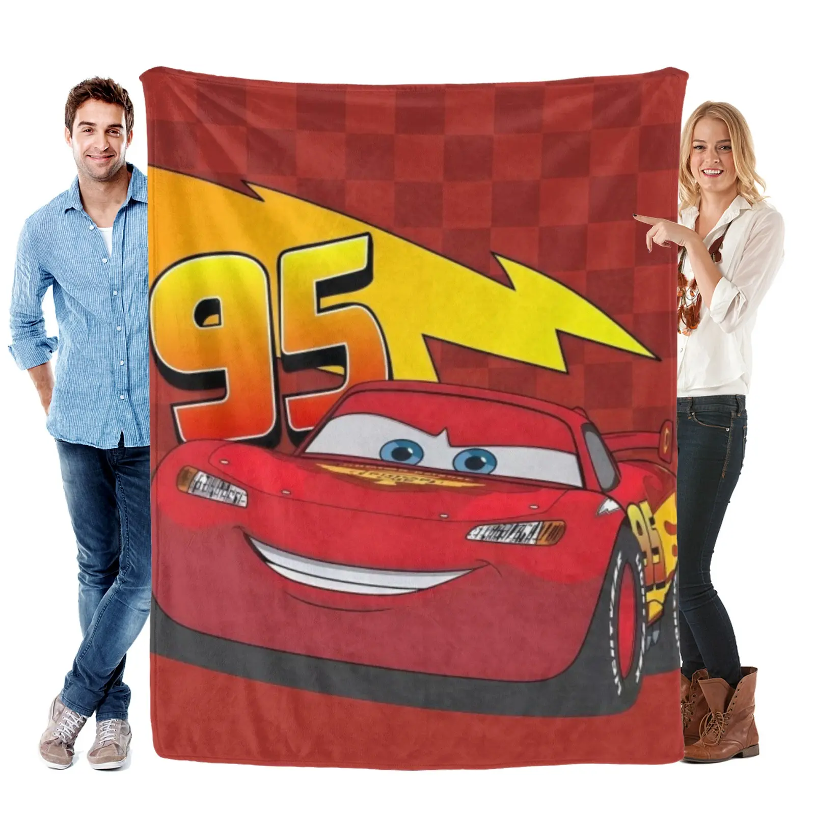 Disney Number 95 Lightning Mcqueen Blanket, Plush Fleece Trendy Cartoon Bedding, For Children Holiday Room Decoration