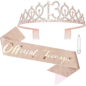 13th Birthday Sash and Tiara Kit- 13th Birthday Decorations for Girls