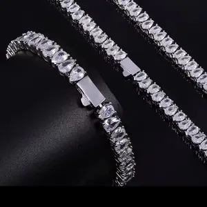 Oval CZ Tennis Bracelet & Necklace Set – Silver-Tone Cubic Zirconia