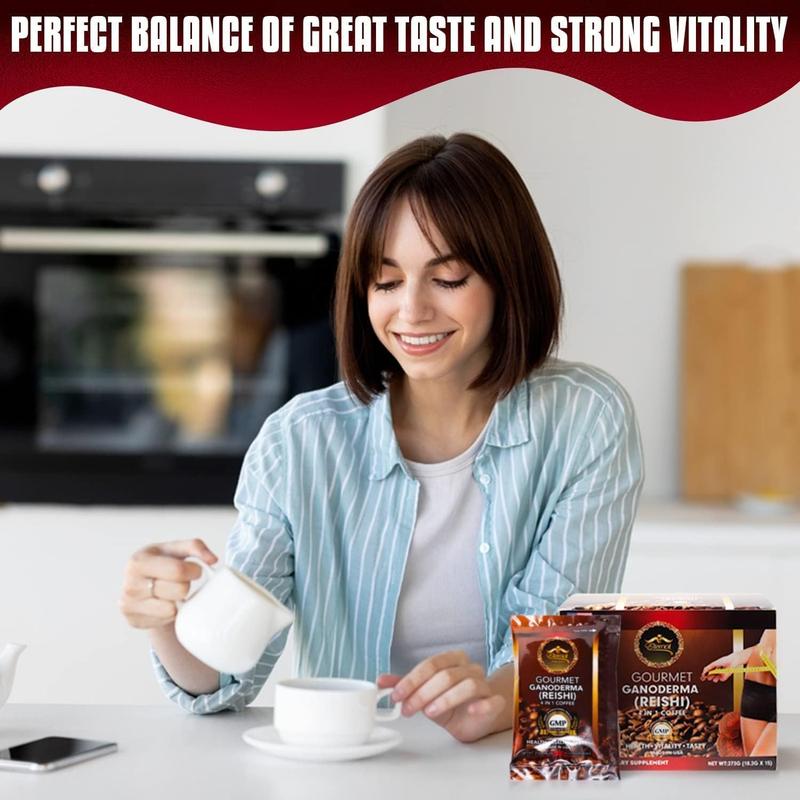 Eternal Cafe Ganoderma Coffee 4 in 1 Reishi Beverage de ganoderma Pack of 6 Ultimate Coffee Experience with Creamer Sugar & Ganoderma Extract