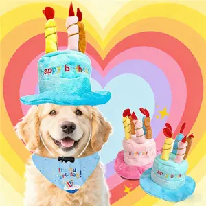 Adjustable Pet Birthday Hat with Cute Design, Soft Plush Toy for Dogs & Cats, Perfect Gift for Pet Birthdays, Fun Party Accessory