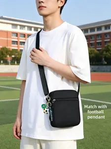 Men's Crossbody Bag, Lightweight Casual Shoulder Bag, Unisex Fashion Football Pendant Chest Bag, Travel, Work, Daily Use, Perfect Gift