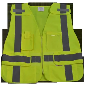 212 MAIN Reflective Safety Vest 207-2006, Lime Solid, Breakaway Design with Non-Cloth Hook & Eye Breakaway Zipper, 5 Multiple Pockets, Available in 2X-5X Sizes