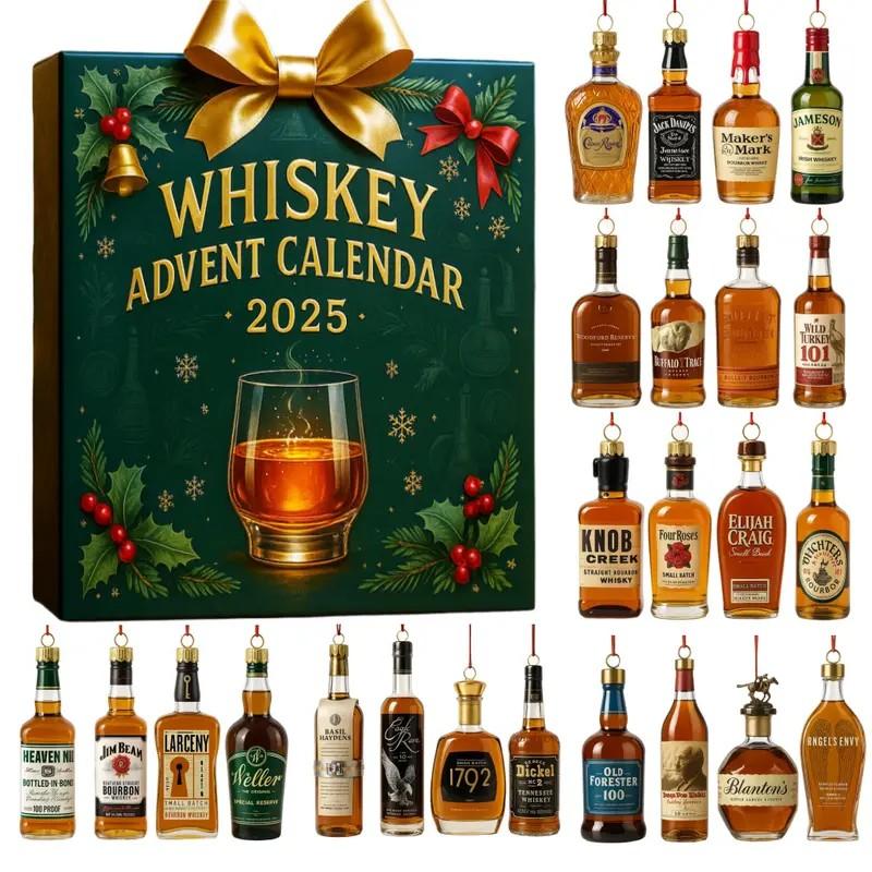 2025 Edition Christmas Countdown Gift Box- 24-DayAcrylic Mini Bottle Display Set (does not contain alcohol)Power-Free Decorative Calendar for Home, Kitchen & PartyUse