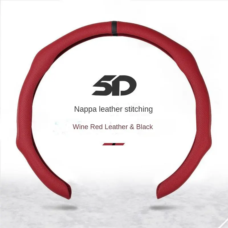 AutoUp Zone Nappa Leather Steering Wheel Cover - Steering Wheel Protector, 360-Degree Quick Rotatable, Breathable, Slip-Proof Grip, Thin Profile, All-Season Accessories for Car, Leather Finish