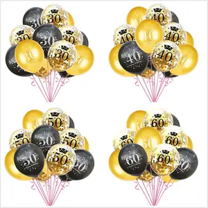 12inch Balloon Set 16 18 30 40 50 60 Years Old Balloon Confetti Set Combination Adult Birthday Party Decoration