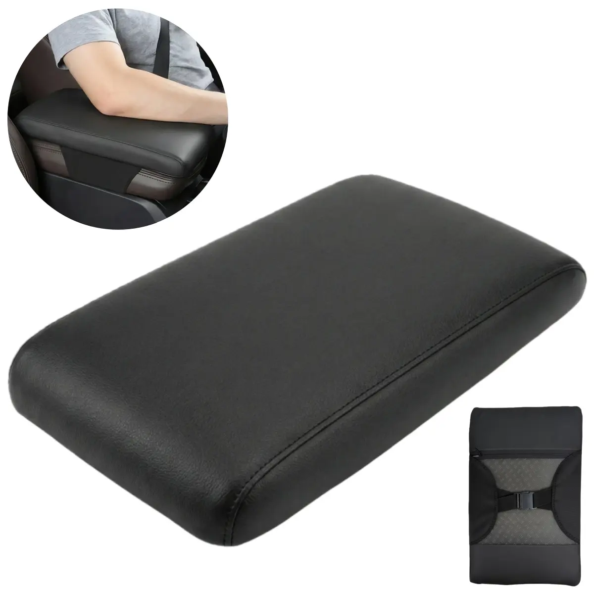 12.5" x 8" x 1.6" Auto Center Console Cover Pad & Soft Memory Cotton, Waterproof Car Armrest Seat Box Cover Leather Car Interior Accessories, Auto Armrest Cover Protector Universal