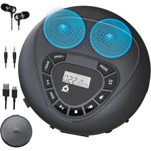 Speaker -  CD Player with Speakers -  Version - Discman - Rechargeable  - Portable CD Player with Headphones - SD Card - AUX - Ideal for ,