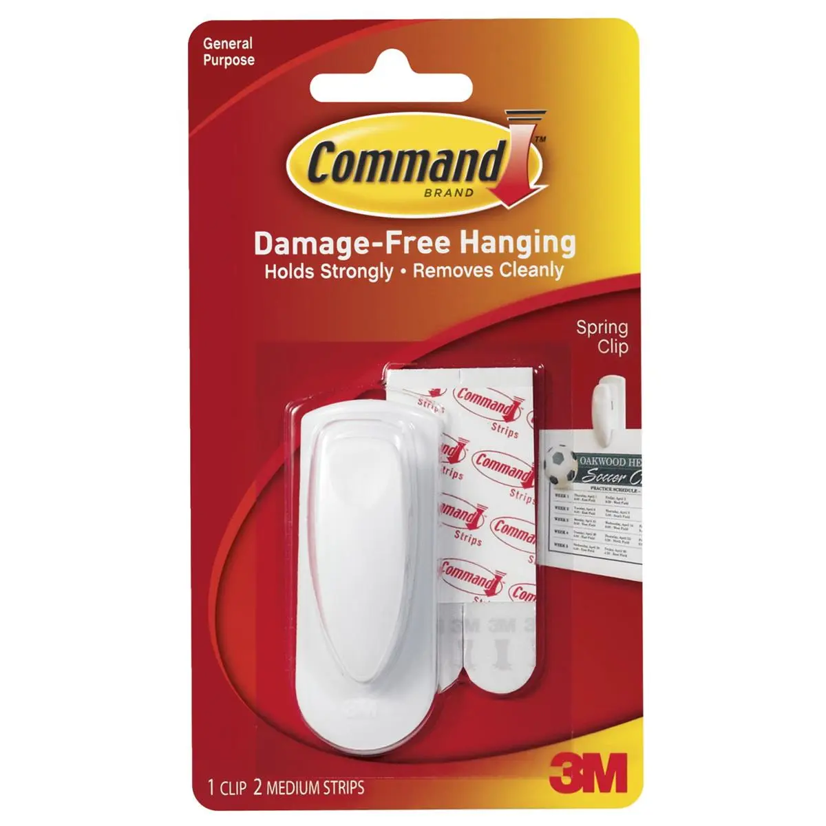 212 MAIN Adhesive Spring Hanging Clips, 1 Clip & 2 Adhesive Strips Per Pack, Ideal for Artwork Hanging & Home Decor Needs