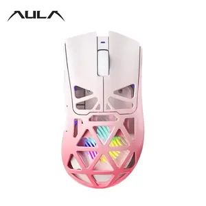 Aula Sc620 Tri-Mode Hollow Gaming Mouse, Adjustable Dpi 6 Levels, Lightweight Design, Cool RGB Lighting, Type-C Charging, Compatible with Laptops/pcs