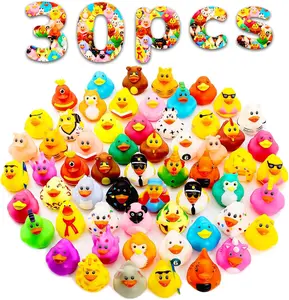 30 Pack Rubber Ducks for Jeeps – 2.3 Inch Mini Floater Duckies, Assorted Designs for Jeep Ducking, Baby Bath Toys, Birthday Party Favors, Pool & Beach Fun