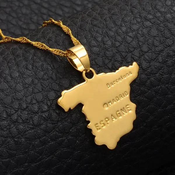 Spain Gold Color Necklace, Earrings, Jewelry, Tshirt, Bracelet, Flag, Gift Ideas
