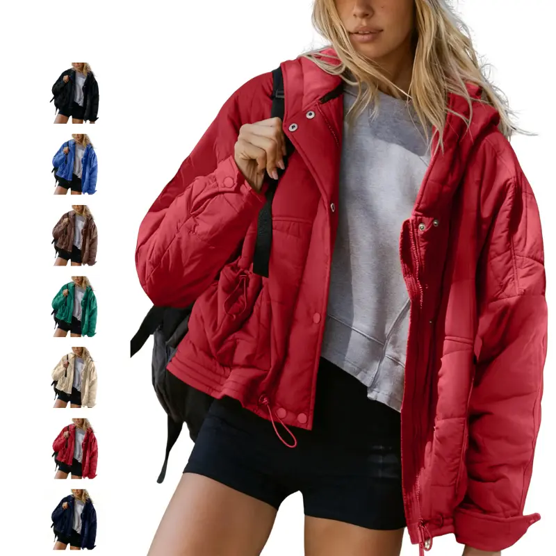 Mundoven Womens Oversized Quilted Hooded Puffer Jacket with pockets Lightweight Hoodies Quilted Long Sleeve Oversized Warm Winter Coat
