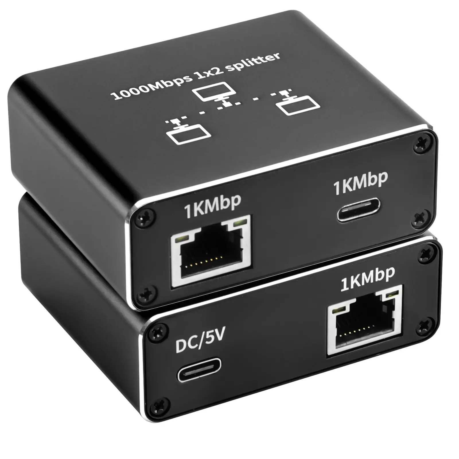 1000Mbps 1x2 Gigabit Ethernet Splitter, RJ45 to Dual RJ45 Port LAN Internet Splitter 2 Devices Simultaneous Networking, Aluminum Network Splitter Adapter for PC Laptop TV Router, Local Stock