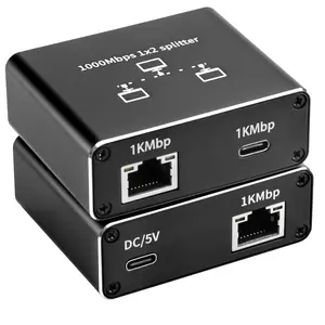 1000Mbps 1x2 Gigabit Ethernet Splitter, RJ45 to Dual RJ45 Port LAN Internet Splitter 2 Devices Simultaneous Networking, Aluminum Network Splitter Adapter for PC Laptop TV Router, Local Stock
