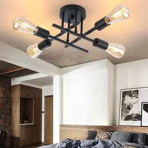 Modern Pendant Light Fixture, 4-Light Bedroom Chandelier, Unique Living Room Lighting, Indoor Room Lights, Half-Embedded Design, Five Color Options