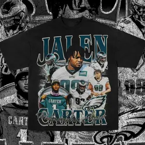 Jalen Carter Football Graphic Tee, Y2K 2000s Vintage Aesthetic Soft, Game Day Outfit Fans Gift Idea, Streetwear T-Shirt for Men Women CG2