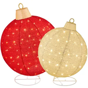 Best Choice Products 2pc Lighted Pop-Up Christmas Ornaments Outdoor Holiday Decoration w/ 220 LED Lights