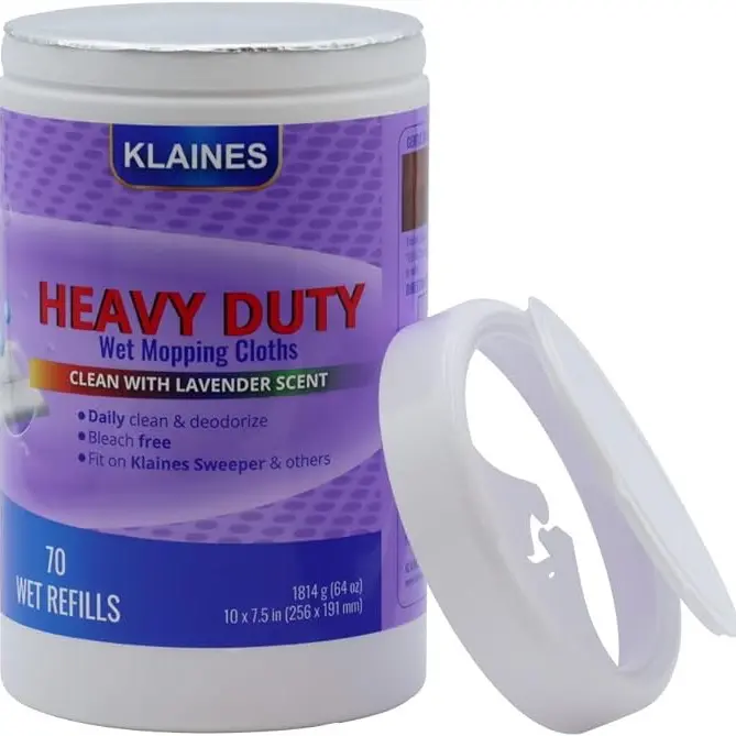 Klaines Heavy Duty Wet Mopping Cloths Lavender Scent Biodegradable 70 Count, White (KL-LV-F70)