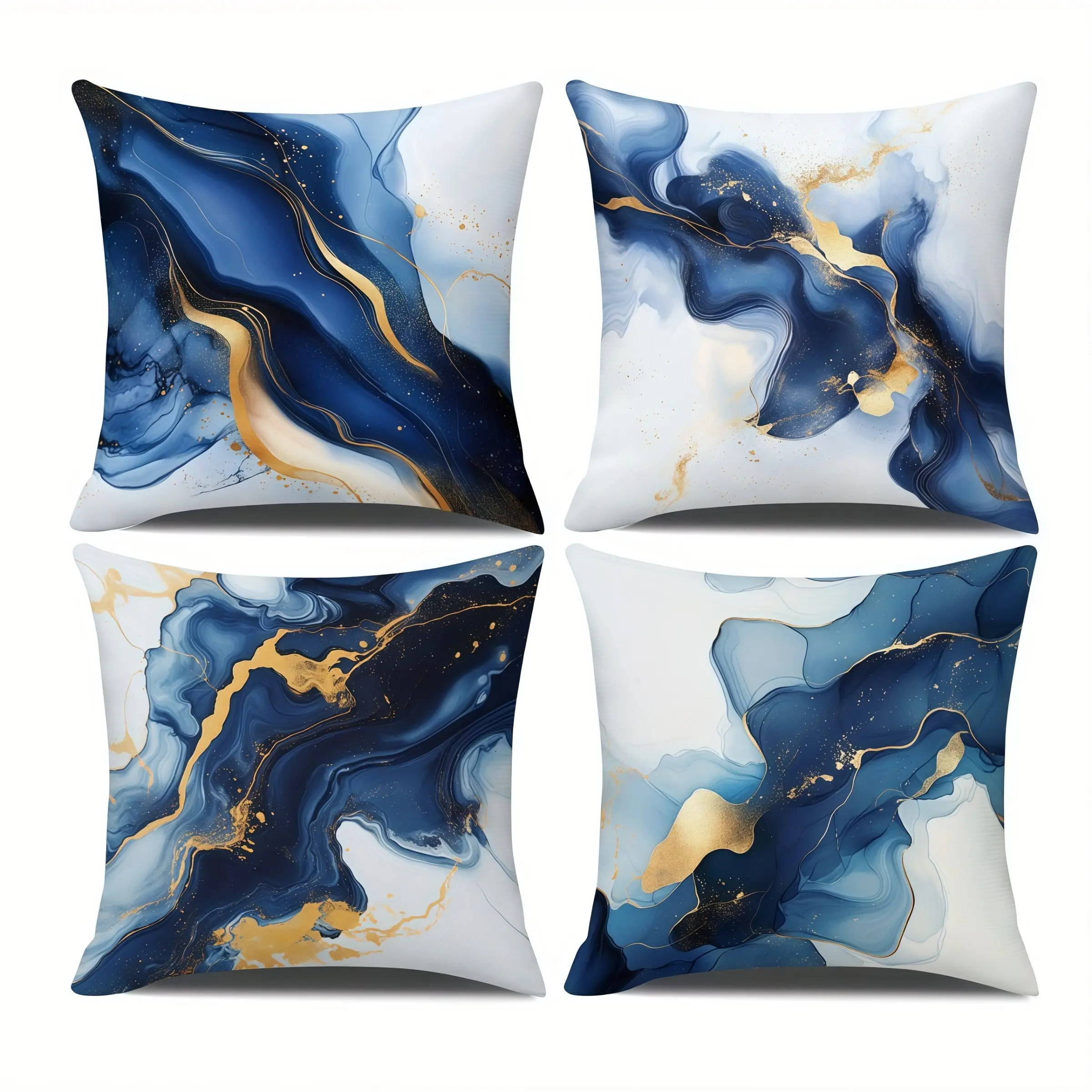 4pcs-Abstract Throw Pillow Covers, Abstract Fluid Design with Golden Texture, Home Spring Décor Products, Bedroom Decorative Accessories, Suitable Living Room, Bedroom Decoration, 2D Flat, Single Sided Printing, No Pillow Core